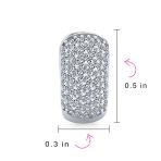 Wide 5 Five Row Pave Cubic Zirconia CZ Huggie Mini Hoop Earrings Gold Plated .925 Sterling Silver - Image 7