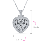 Vintage Style Keepsake Flower Heart Shape Photo Locket Pendant Necklace .925 Sterling Silver - Image 5