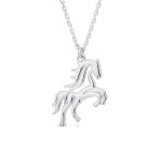 Equestrian Galloping Thoroughbred Horse Pendant Necklace .925 Sterling Silver