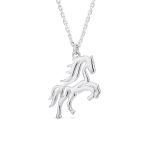 Equestrian Galloping Thoroughbred Horse Pendant Necklace .925 Sterling Silver