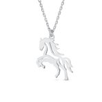 Equestrian Galloping Thoroughbred Horse Pendant Necklace .925 Sterling Silver - Image 2
