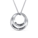 Eternal Circle Inspirational Saying Sister Bond Pendant Necklace Sterling Silver