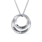 Eternal Circle Inspirational Saying Sister Bond Pendant Necklace Sterling Silver