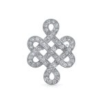 Celtic Love Knot Cubic Zirconia Pave CZ Brooch Lapel Pin Silver Plated