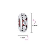 Set of 2 Valentine Lovers Red Hearts Charm Bead Spacer Sterling Silver Fits European Bracelet - Image 3