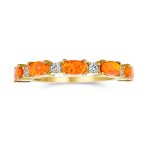 Thin CZ Accent Stackable Oval White Created Opal Band Ring .925 Sterling Silver - Image 2