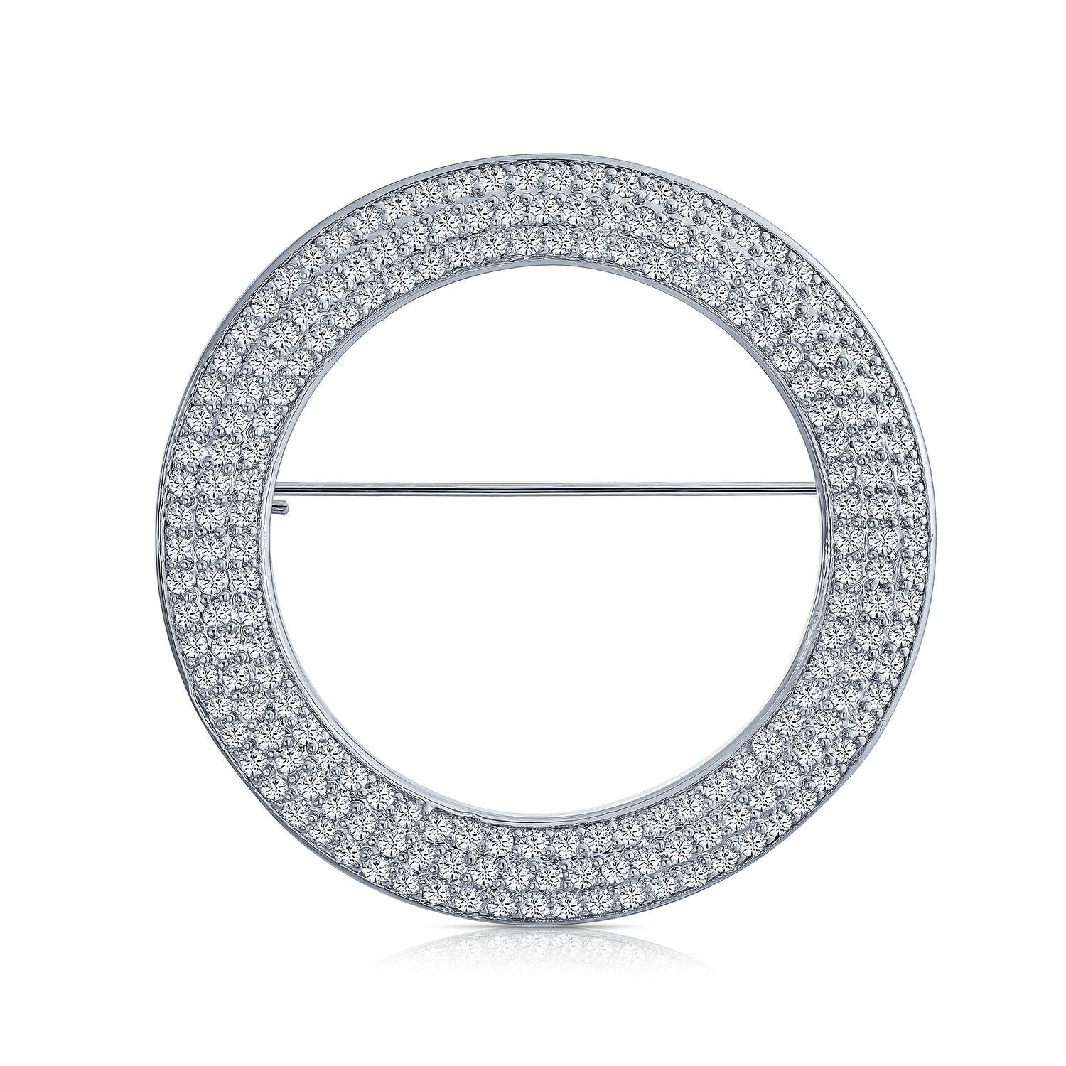 eternity-pin-scarf-brooch-round_oa-44ola049-az_1 Bridal Eternity CZ Circle Brooche Pin for Wedding Silver Plated Brass - Image 1