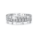 Geometric CZ Round Baguette Stackable Eternity Band Ring Set Sterling Silver