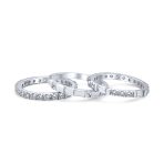 Geometric CZ Round Baguette Stackable Eternity Band Ring Set Sterling Silver - Image 2