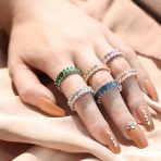 Art Deco Style CZ Cubic Zirconia Baguette Eternity Band Ring Sterling Silver - Image 28