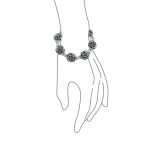Antiqued Finish 3D Garden Flower Strand Bracelet Black Rose - Image 2