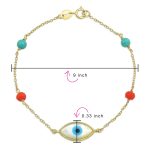 Protection Amulet Good Luck Charm Evil Eye Bracelet Gold Plated Silver 7 Inch - Image 4