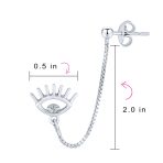 Ear Cuff Cartilage CZ Evil Eye Double Pierced Helix Chain Ball Stud Earrings - Image 4
