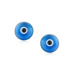 Set of 2 Spiritual Protection Evil Eye Stud Earrings Murano Glass Silver 9MM - Image 2