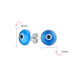 Set of 2 Spiritual Protection Evil Eye Stud Earrings Murano Glass Silver 9MM - Image 4