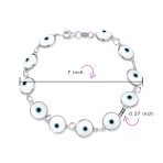 Good Luck Amulet Turkish Translucent Green Glass Evil Eye Bracelet .925 Sterling Silver 7.5 Inch - Image 57