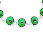 Good Luck Amulet Turkish Translucent Green Glass Evil Eye Bracelet .925 Sterling Silver 7.5 Inch - Image 43