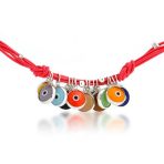 Protection Good Luck Amulet Strand Bracelet with Multicolor Evil Eye Beads - Image 2