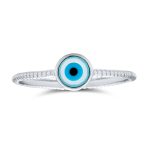 Minimalist Stackable Midi Tiny Evil Eye Ring Thin Band .925 Silver Sterling