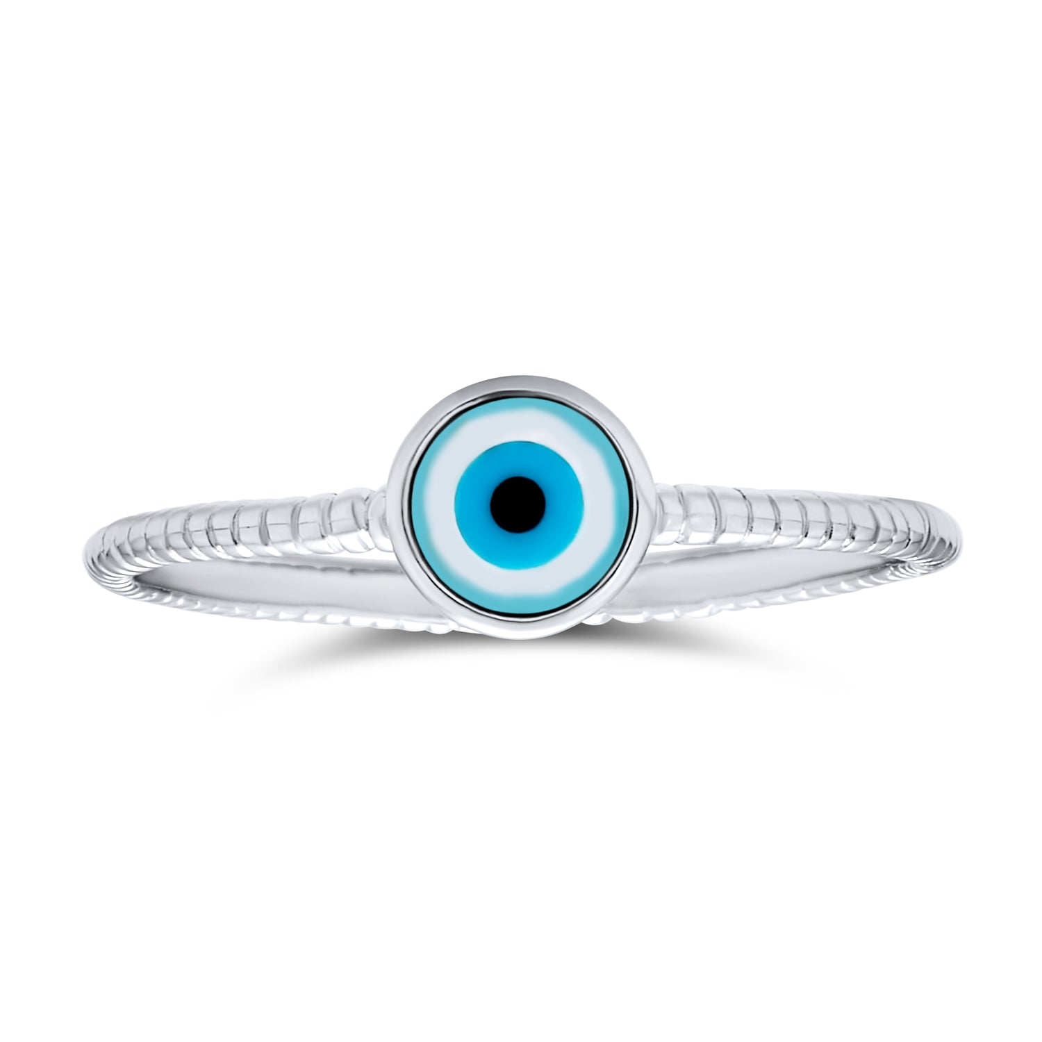 evil-eye-siliver-blue-stackable-ring-pfs-31-0495_2 Minimalist Stackable Midi Tiny Evil Eye Ring Thin Band .925 Silver Sterling - Image 1