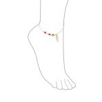 Turkish Spiritual Guardian Angel Wing & Evil Eye Anklet Bracelet 14k Gold Plated Sterling Silver - Image 3