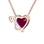 Romantic Ruby Red Devil Heart Pendant Necklace in Rose Gold Plated Silver - Image 4