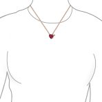 Romantic Ruby Red Devil Heart Pendant Necklace in Rose Gold Plated Silver - Image 6