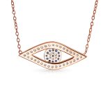 Turkish Blue Evil Eye Pendant Necklace with Pave CZ in Sterling Silver - Image 4
