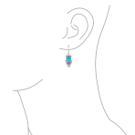 Western Native American Style Turquoise & Carnelian Gemstone Dangle Earrings - Image 3