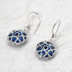 Blue Nazar Evil Eye Filigree Dangle Earrings Murano Glass &  Sterling Silver - Image 5