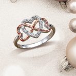 Romantic CZ Pave Cubic Zirconia Intertwined Infinity Forever Heart Promise Ring Rose Gold Sterling Silver - Image 5