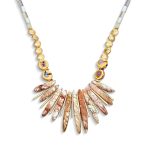 Blue Speckle Irregular Stone Bib Fan Statement Collar Necklaces Adjustable