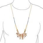 Blue Speckle Irregular Stone Bib Fan Statement Collar Necklaces Adjustable - Image 7