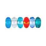 Multi Color Set Translucent Blue Green Red Glass Charm Bead Sterling Silver Core For Bracelet