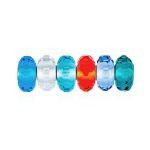 Multi Color Set Translucent Blue Green Red Glass Charm Bead Sterling Silver Core For Bracelet
