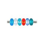 Multi Color Set Translucent Blue Green Red Glass Charm Bead Sterling Silver Core For Bracelet - Image 2