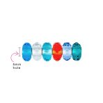 Multi Color Set Translucent Blue Green Red Glass Charm Bead Sterling Silver Core For Bracelet - Image 3