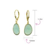 Elegant Oval Pastel Stone Dangle Earrings Pink Aqua Mint Green 14K Gold-Plated - Image 7
