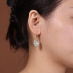 Elegant Oval Pastel Stone Dangle Earrings Pink Aqua Mint Green 14K Gold-Plated - Image 5