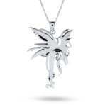 Whimsical Fairy Pendant Necklace Tinkerbell Pixie Angel Oxidized .925 Sterling Silver - Image 2