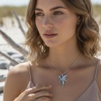 Whimsical Fairy Pendant Necklace Tinkerbell Pixie Angel Oxidized .925 Sterling Silver - Image 3