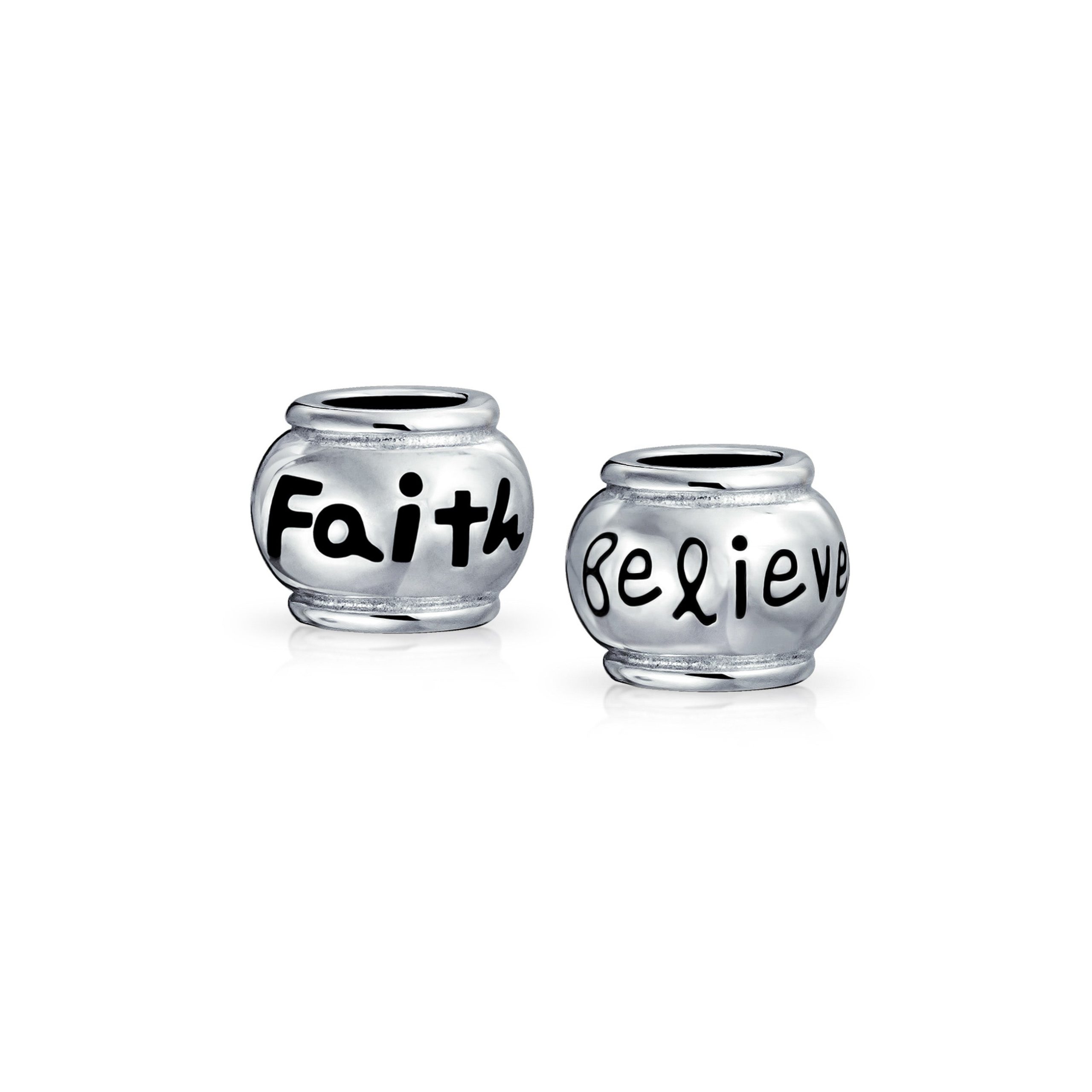 faith-believe-inspirational-charm-pbx-ss-51273-set-az Set of 2 Word Faith & Believe Message Charm Bead Sterling Silver for Bracelet - Image 1