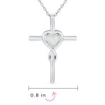 Timeless Faith Hope Love White Opal Heart Infinity Cross Pendant Necklace Silver - Image 4