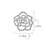 Large Fashion Statement Rose Flower Brooch Pin with Sparkling Crystals Silver Tone - Image 4