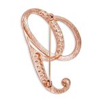 Large Statement ABC Crystal Letters Initial Scarf Lapel Pin Brooch Rose Gold Plated - Image 7