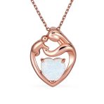 Opal Heart Loving Mother Family Necklace Pendant .925 Sterling Silver - Image 2