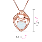 Opal Heart Loving Mother Family Necklace Pendant .925 Sterling Silver - Image 6