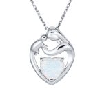 Opal Heart Loving Mother Family Necklace Pendant .925 Sterling Silver