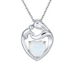 Opal Heart Loving Mother Family Necklace Pendant .925 Sterling Silver
