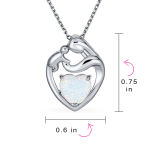 Opal Heart Loving Mother Family Necklace Pendant .925 Sterling Silver - Image 7